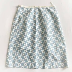 Lanvin Paris Collection Light Blue & White Patterned Skirt 38